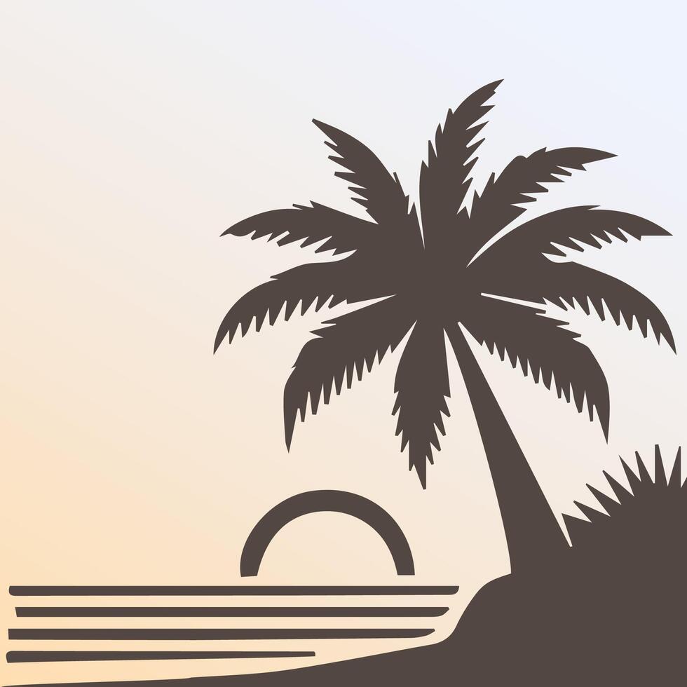 Black palm tree isolated on white background. Palm silhouette vector