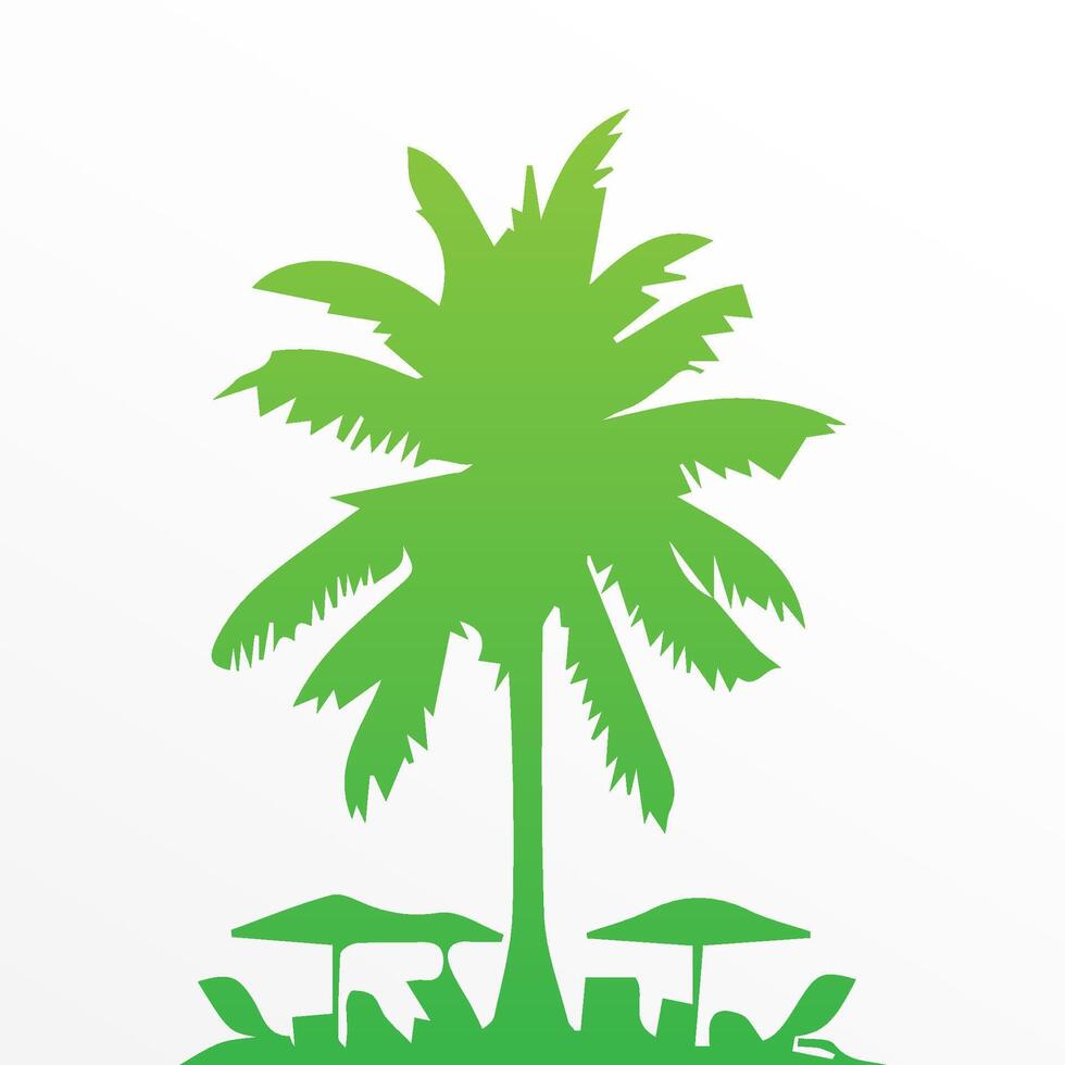 Green palm tree isolated on white background. Palm silhouette vector