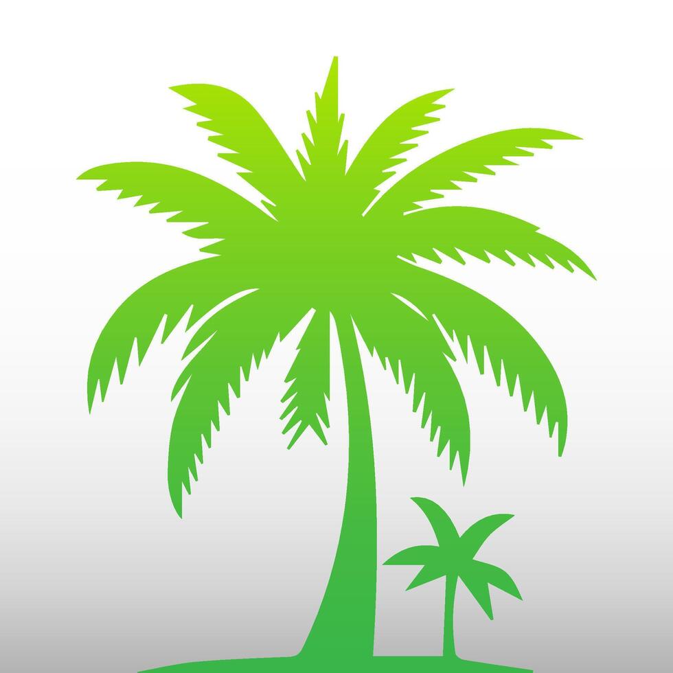Green palm tree isolated on white background. Palm silhouette vector