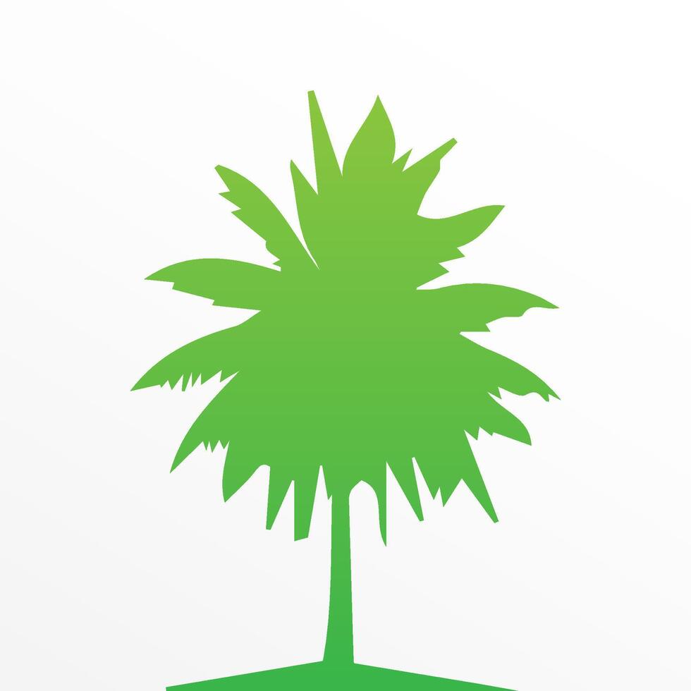 Green palm tree isolated on white background. Palm silhouette vector