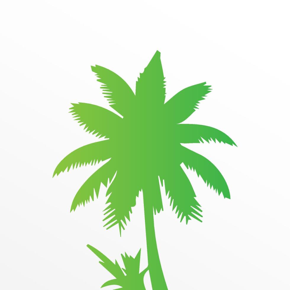 Green palm tree isolated on white background. Palm silhouette vector