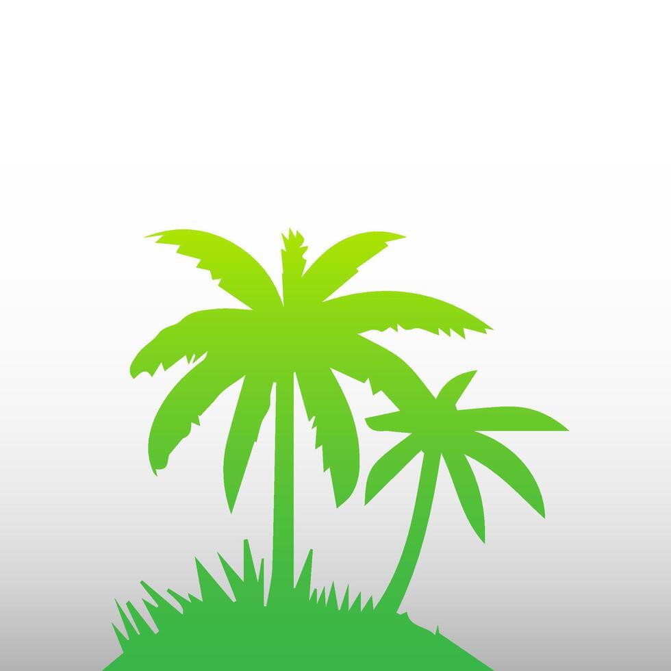 Green palm tree isolated on white background. Palm silhouette vector