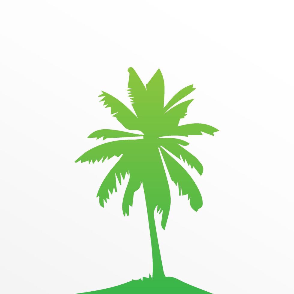 Green palm tree isolated on white background. Palm silhouette vector