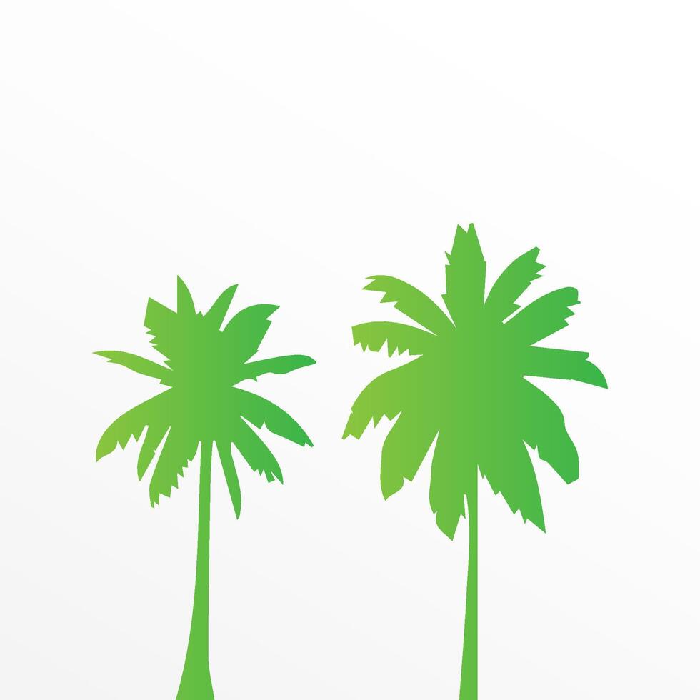 Green palm tree isolated on white background. Palm silhouette vector