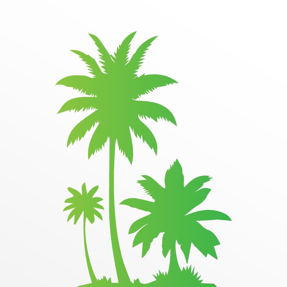 Green palm tree isolated on white background. Palm silhouette vector