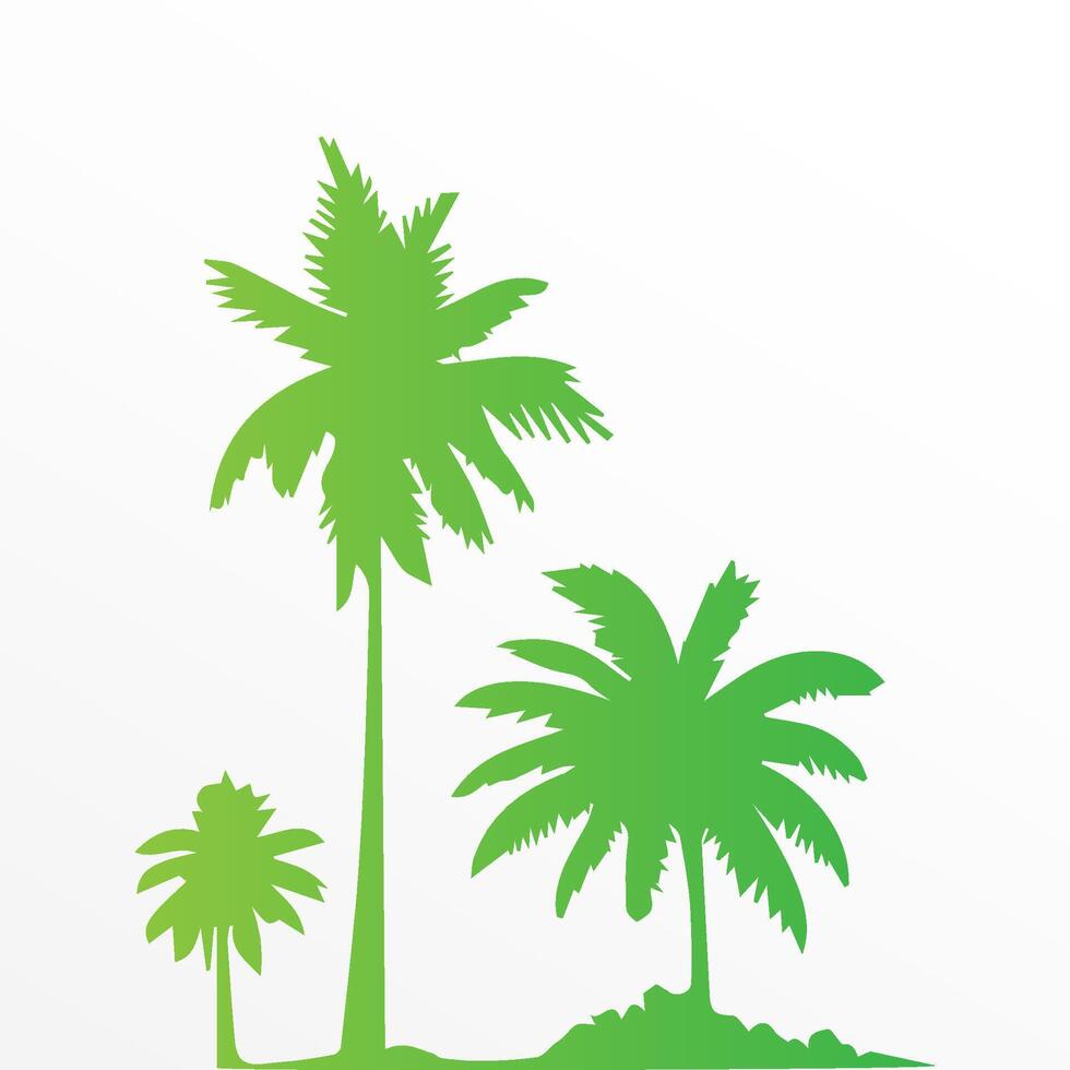 Green palm tree isolated on white background. Palm silhouette vector