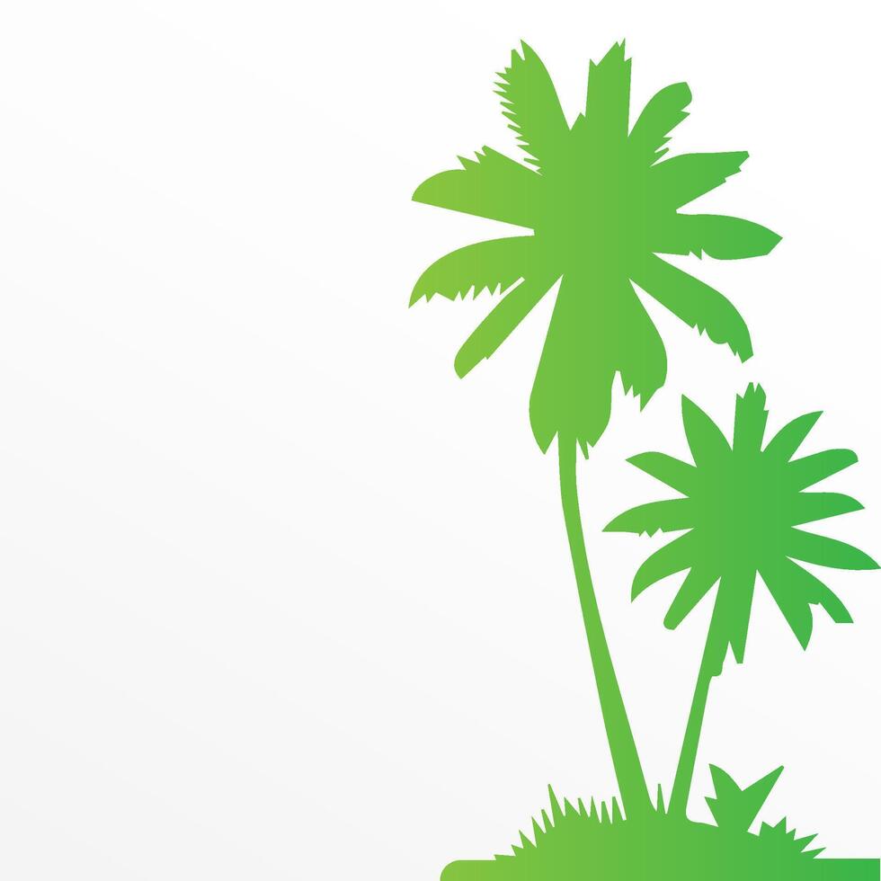 Green palm tree isolated on white background. Palm silhouette vector