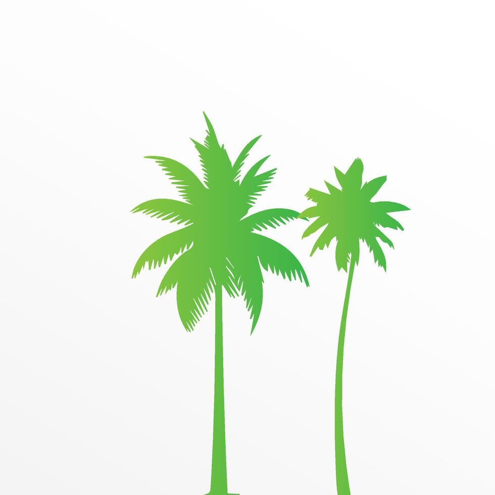 Green palm tree isolated on white background. Palm silhouette vector