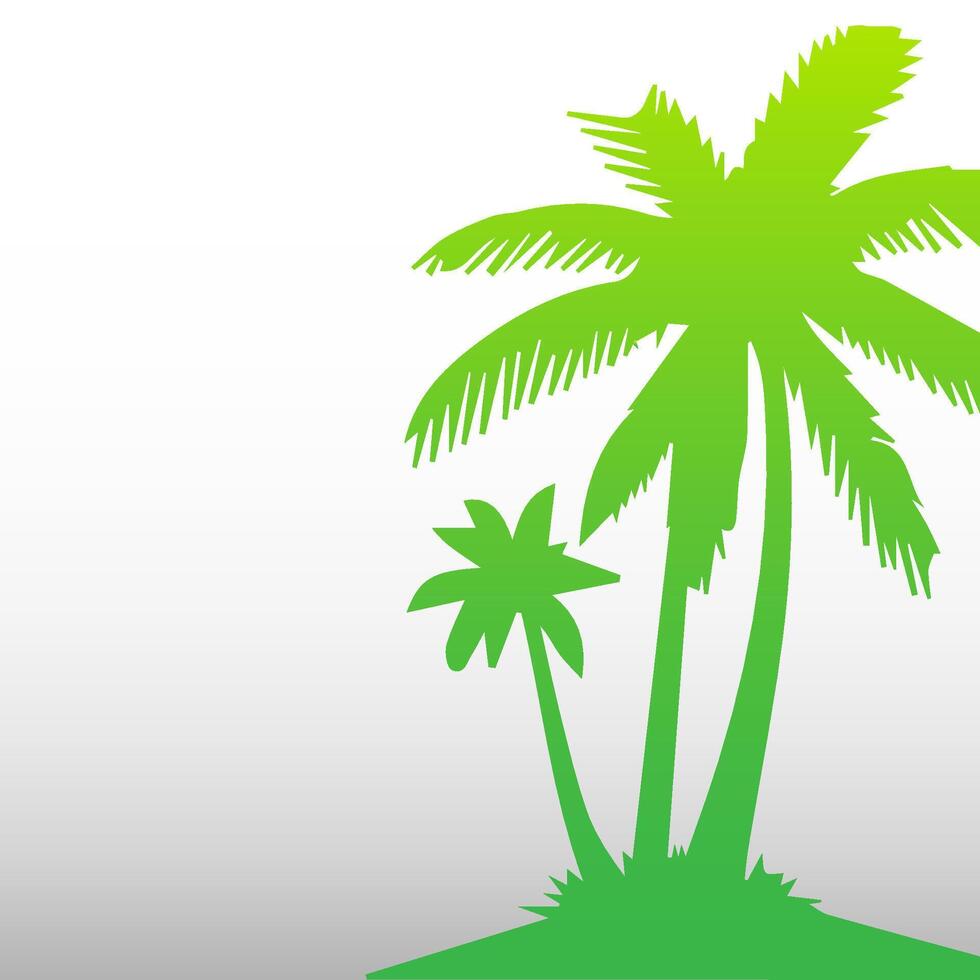Green palm tree isolated on white background. Palm silhouette vector