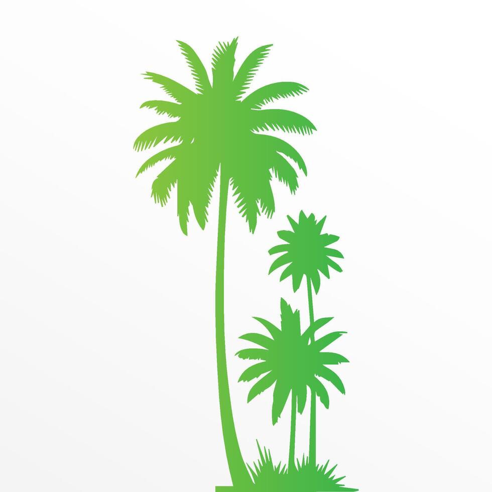 Green palm tree isolated on white background. Palm silhouette vector