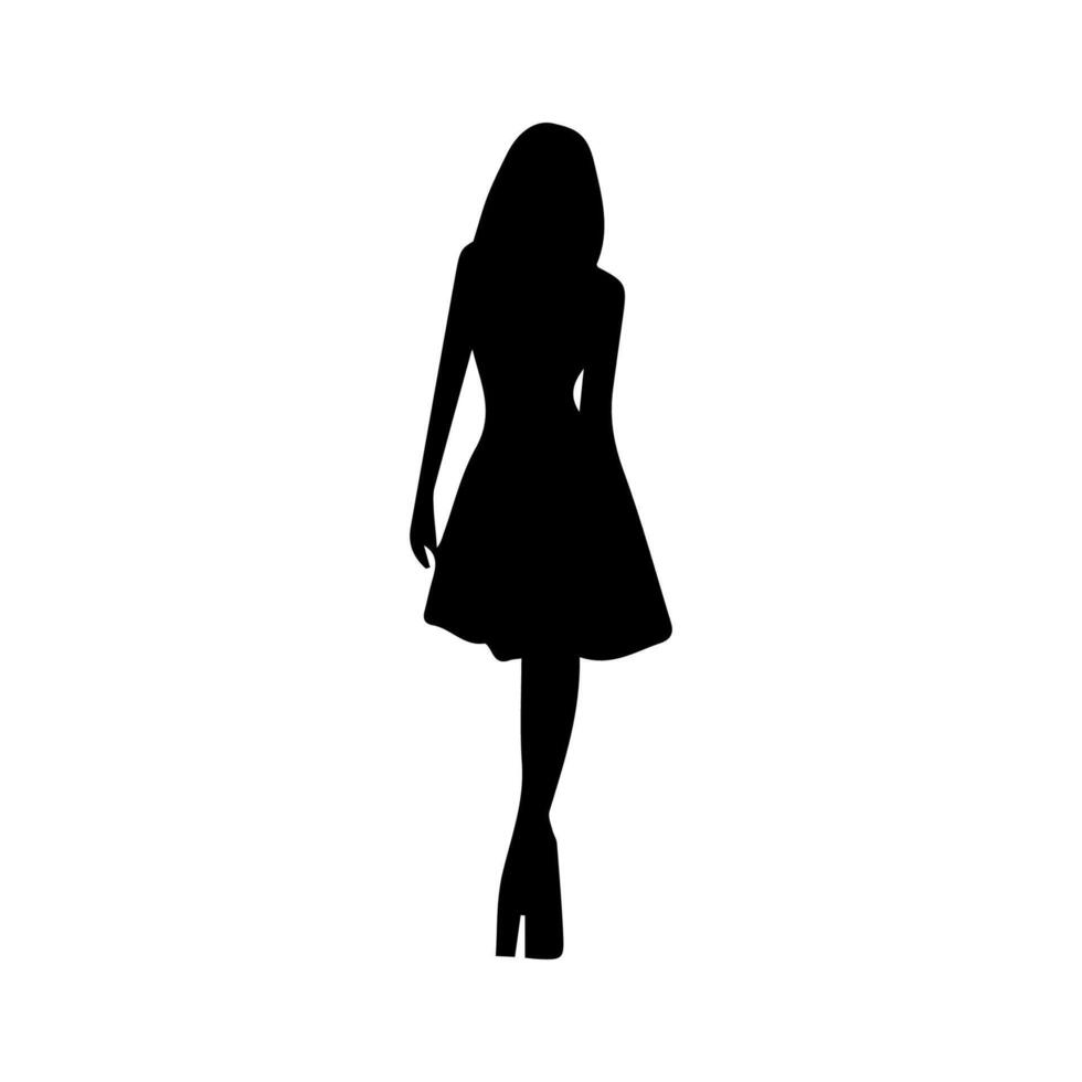 silhouettes of business lady with model poses vector