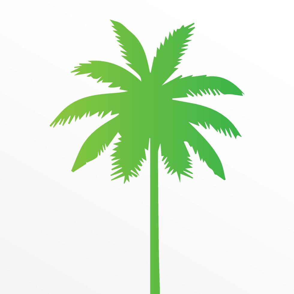 Green palm tree isolated on white background. Palm silhouette vector