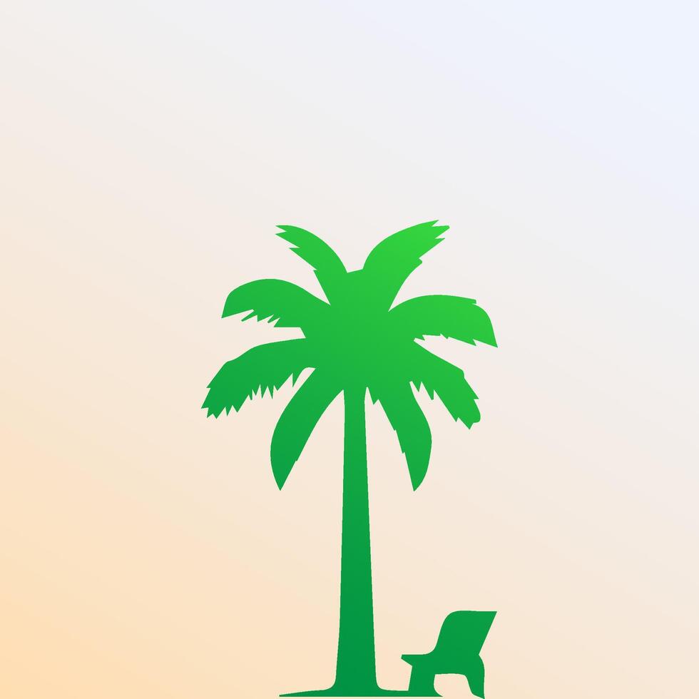 Green palm tree isolated on white background. Palm silhouette vector