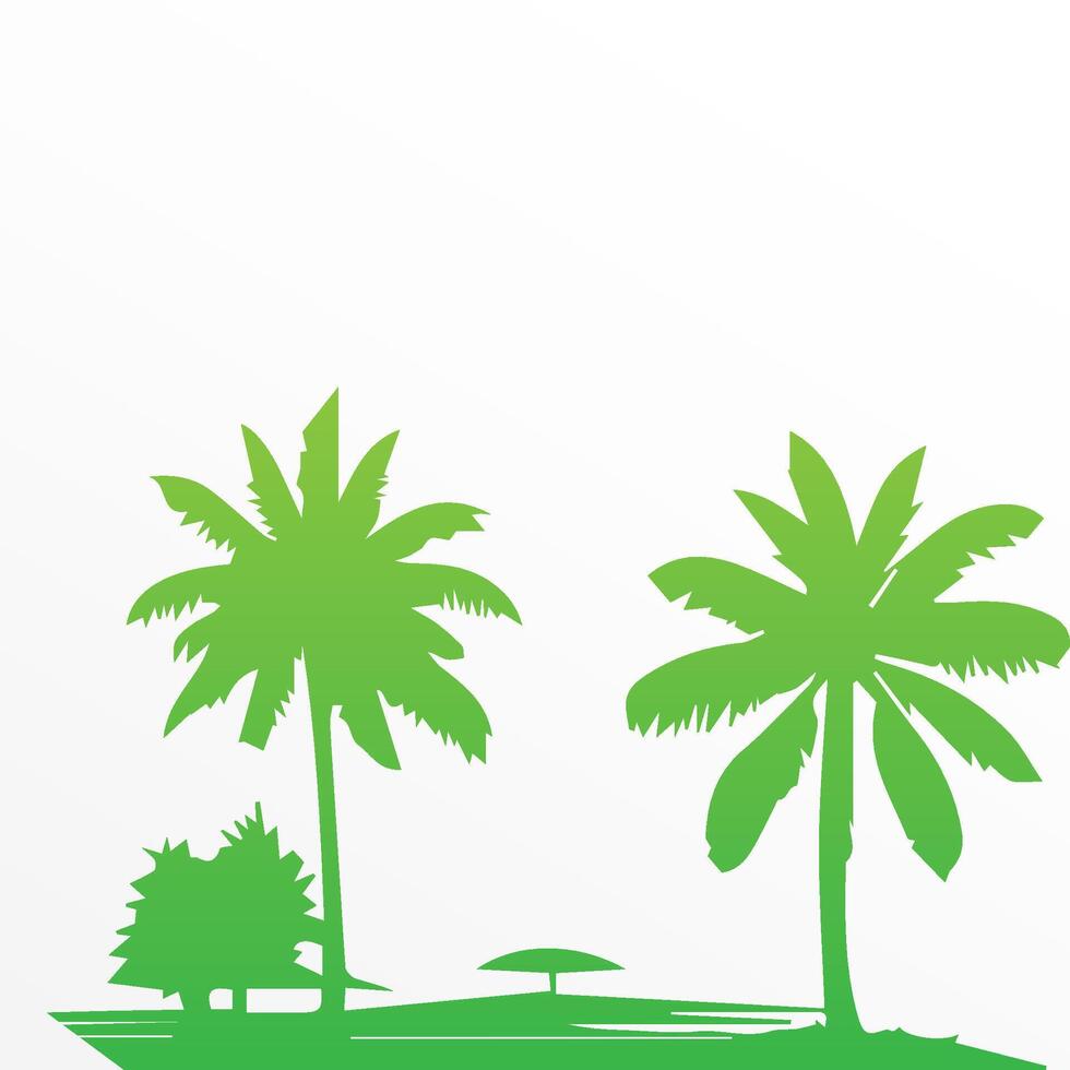 Green palm tree isolated on white background. Palm silhouette vector