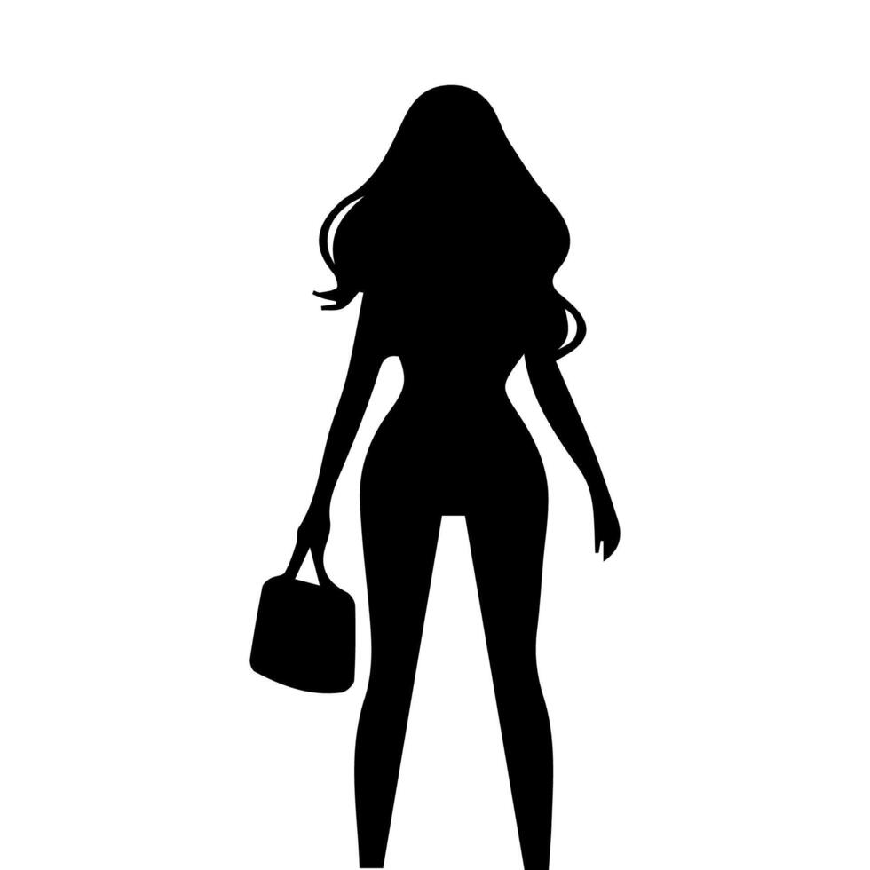 silhouettes of business lady with model poses vector