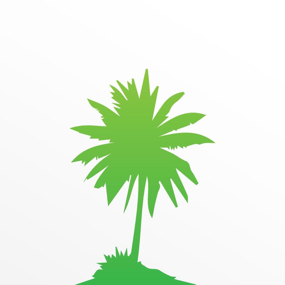 Green palm tree isolated on white background. Palm silhouette vector