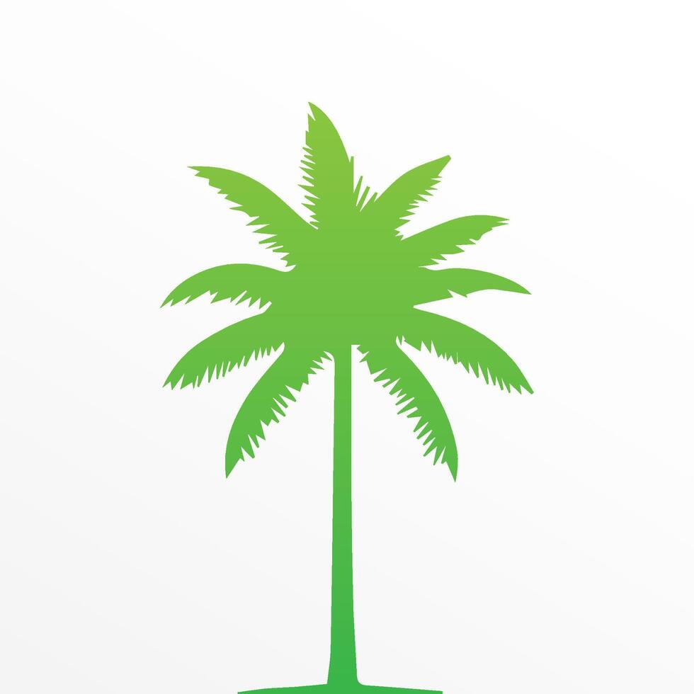 Green palm tree isolated on white background. Palm silhouette vector