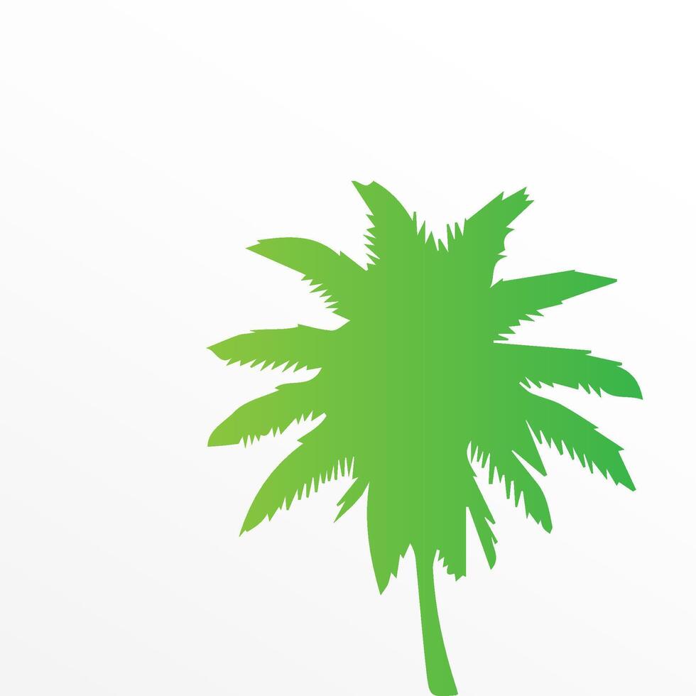 Green palm tree isolated on white background. Palm silhouette vector