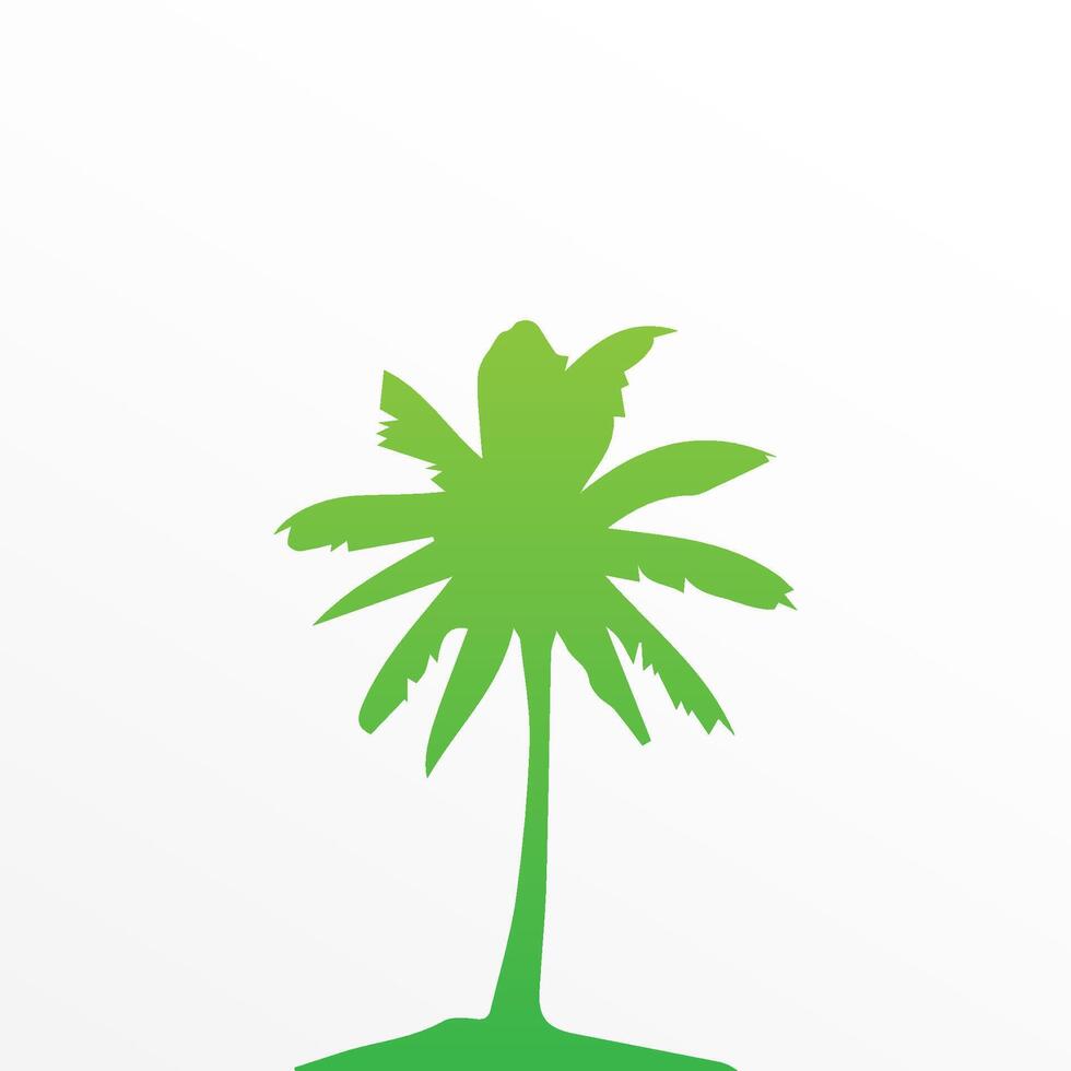 Green palm tree isolated on white background. Palm silhouette vector