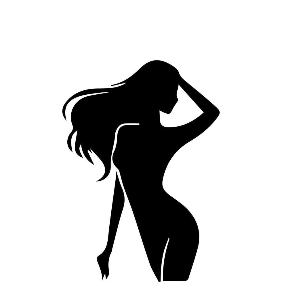 silhouettes of business lady with model poses vector
