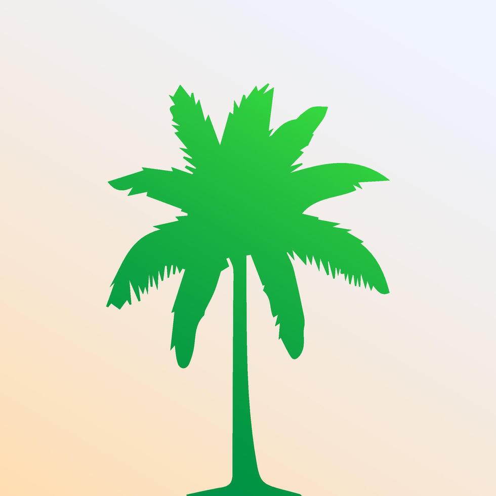Green palm tree isolated on white background. Palm silhouette vector