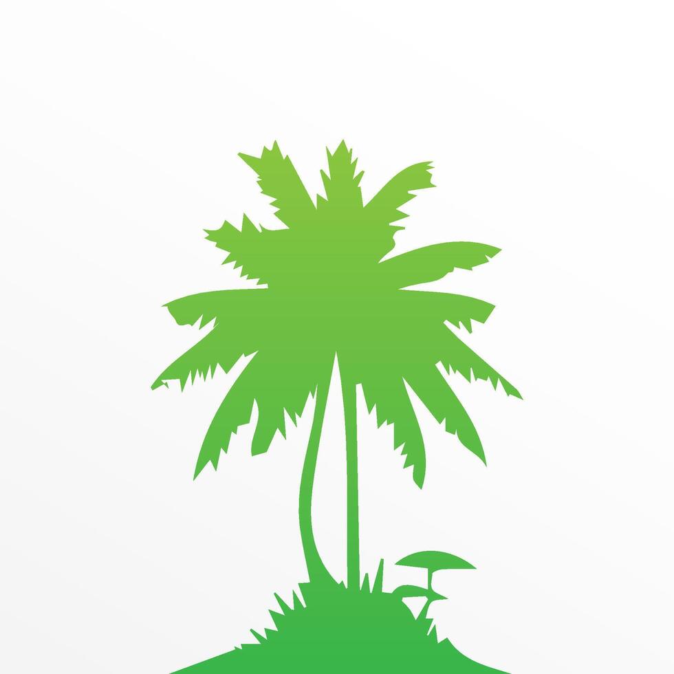 Green palm tree isolated on white background. Palm silhouette vector