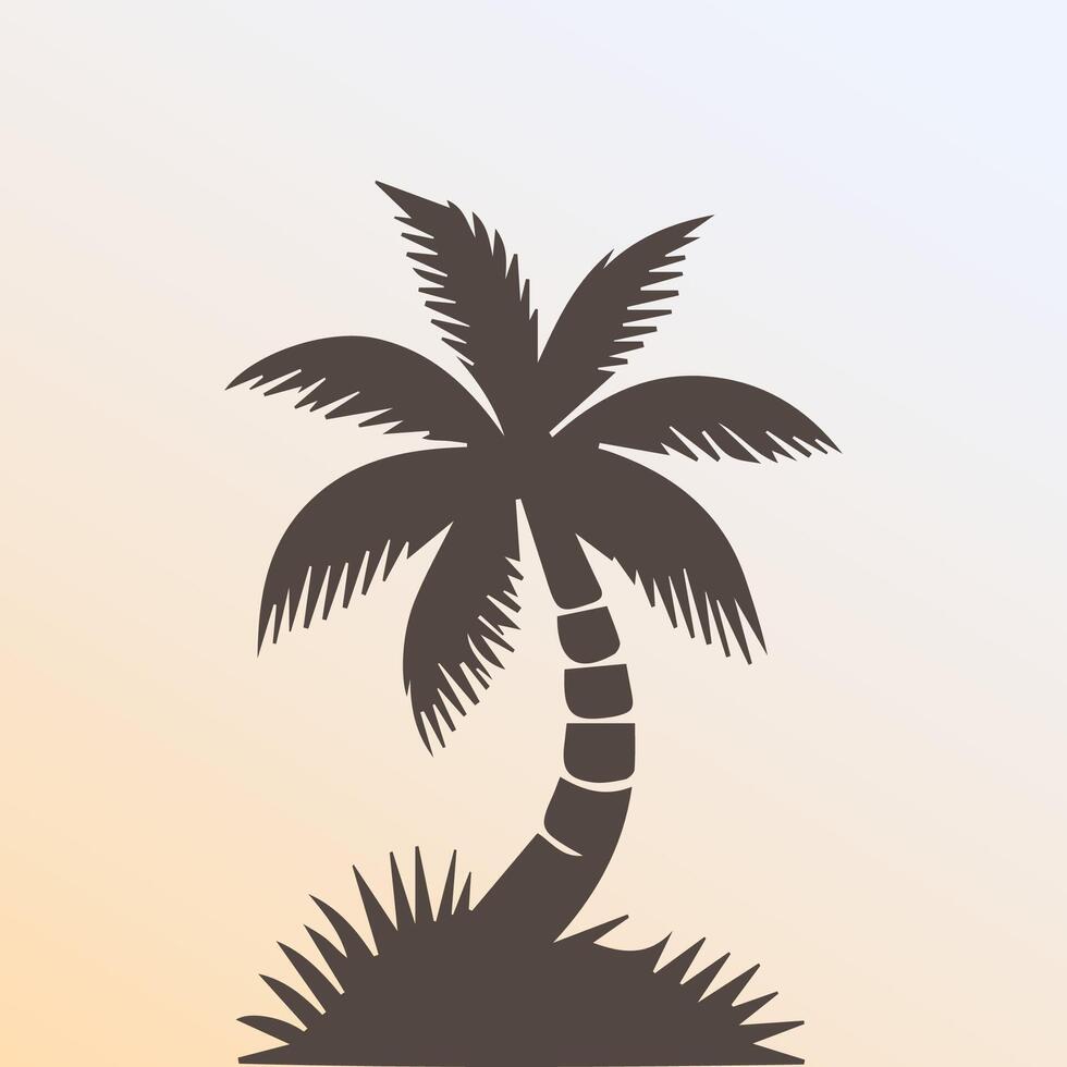 Black palm tree isolated on white background. Palm silhouette vector