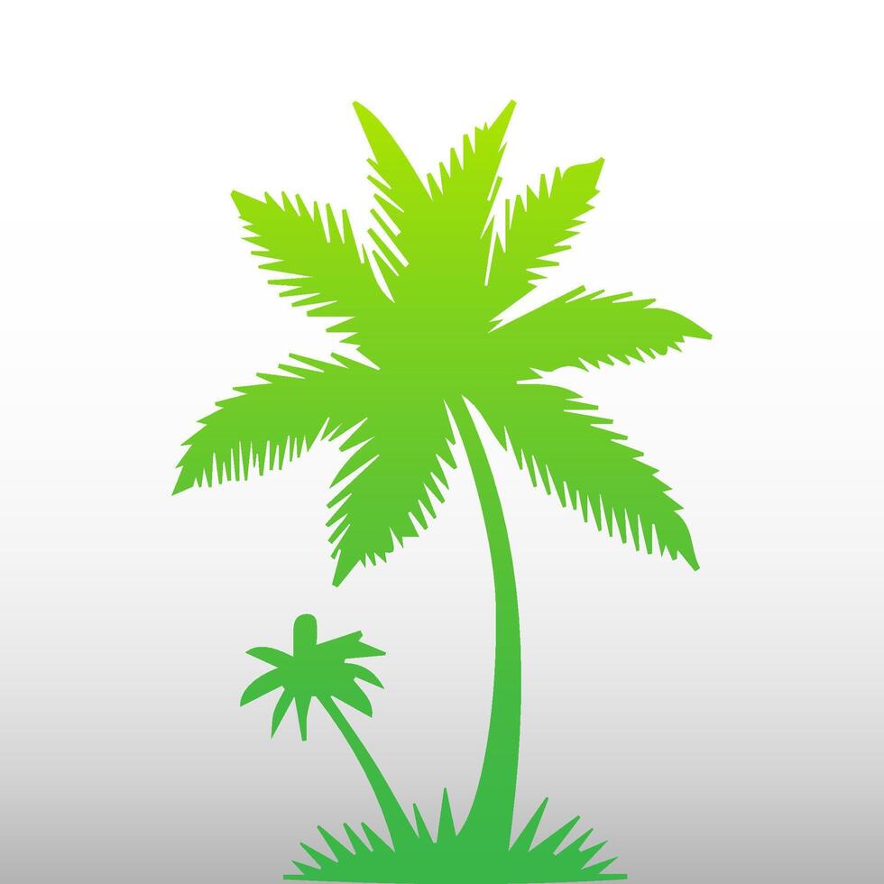 Green palm tree isolated on white background. Palm silhouette vector