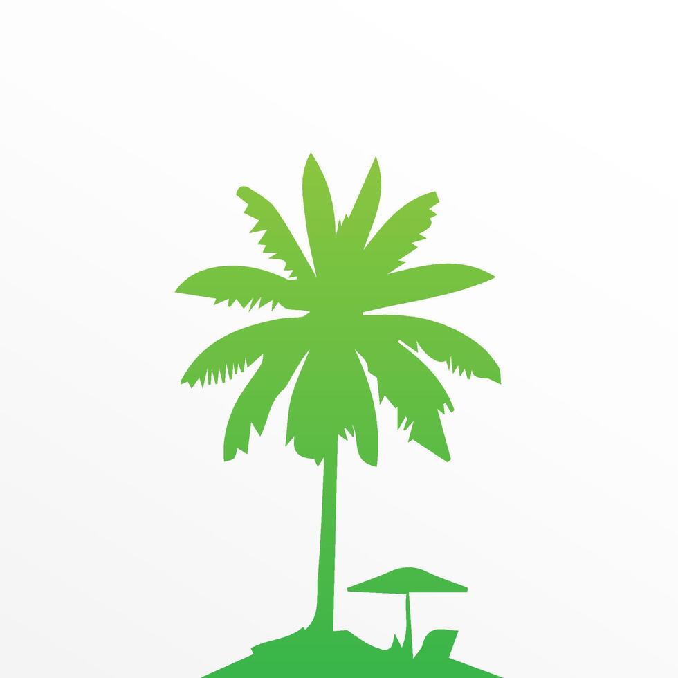 Green palm tree isolated on white background. Palm silhouette vector