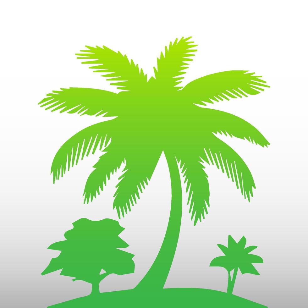 Green palm tree isolated on white background. Palm silhouette vector