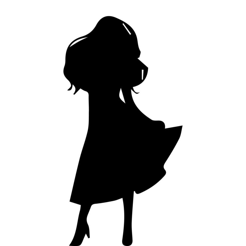 silhouettes of business lady with model poses vector