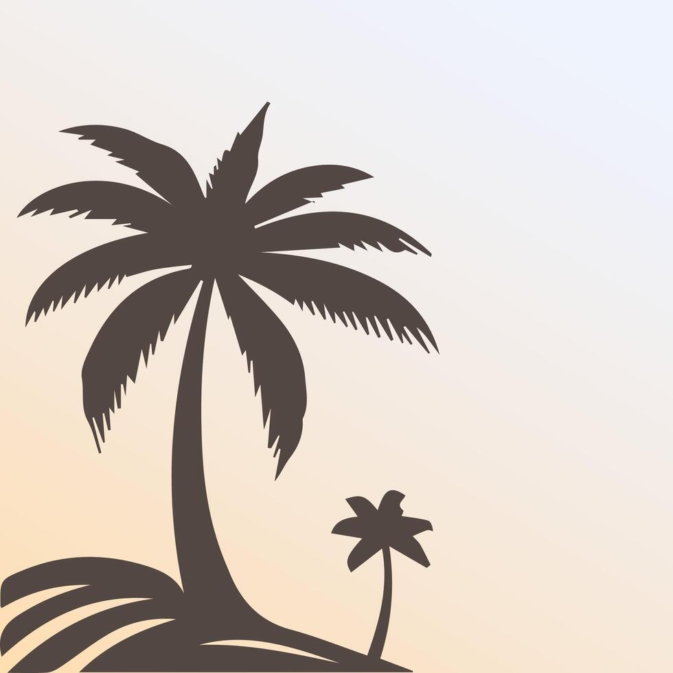 Black palm tree isolated on white background. Palm silhouette vector