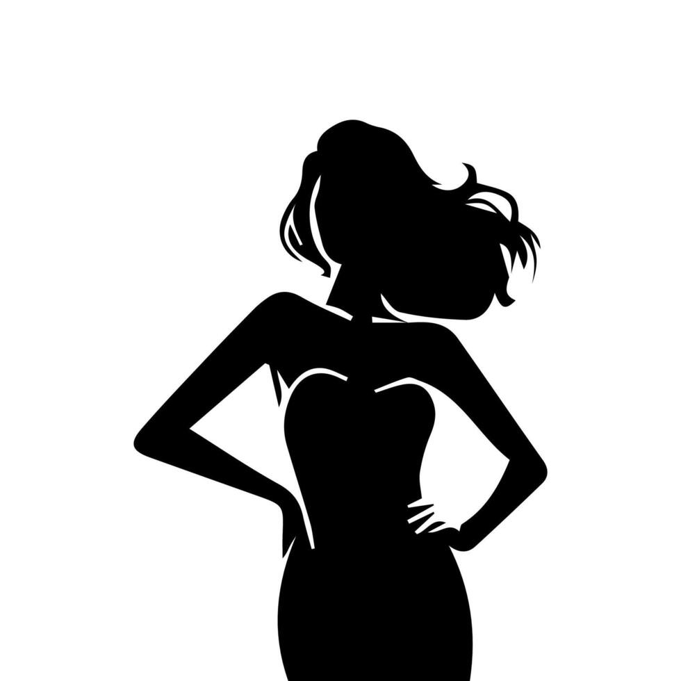 silhouettes of business lady with model poses vector
