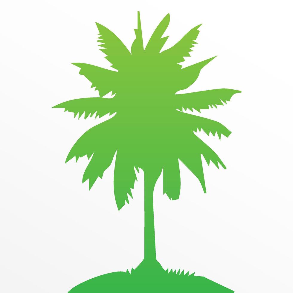 Green palm tree isolated on white background. Palm silhouette vector