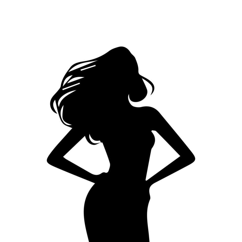 silhouettes of business lady with model poses vector