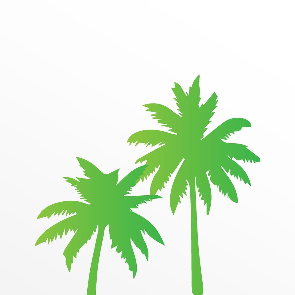 Green palm tree isolated on white background. Palm silhouette vector