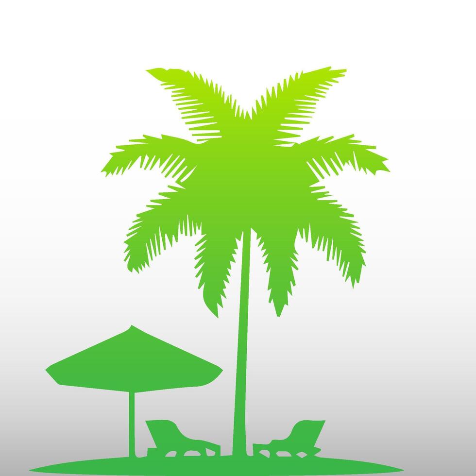 Green palm tree isolated on white background. Palm silhouette vector
