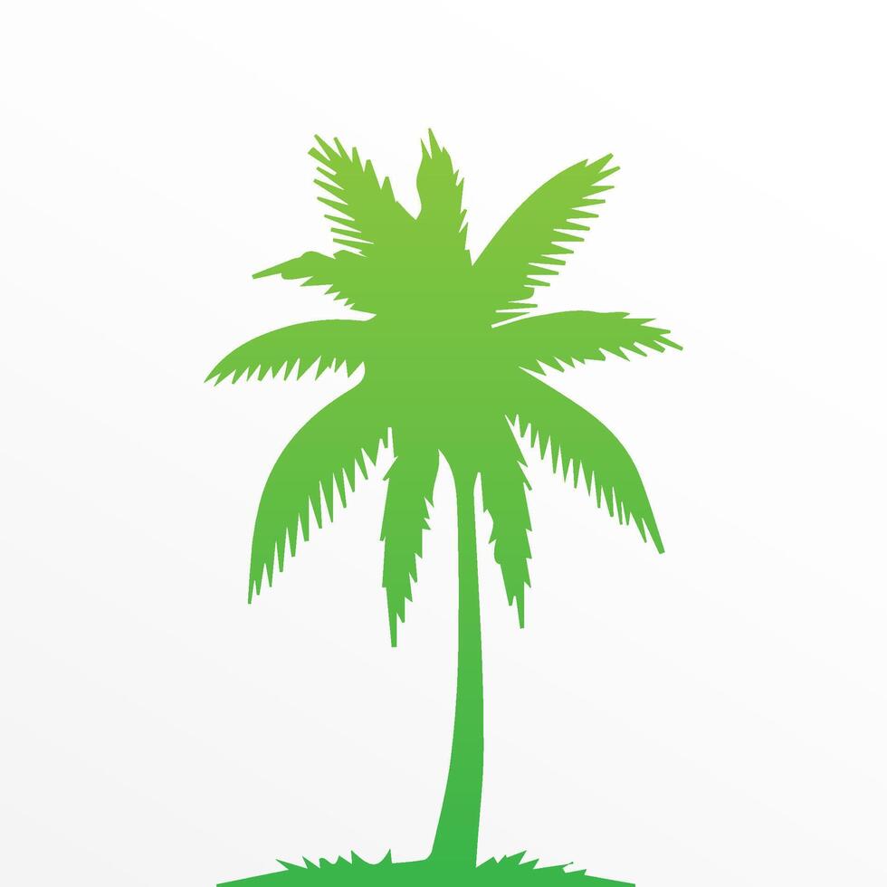 Green palm tree isolated on white background. Palm silhouette vector