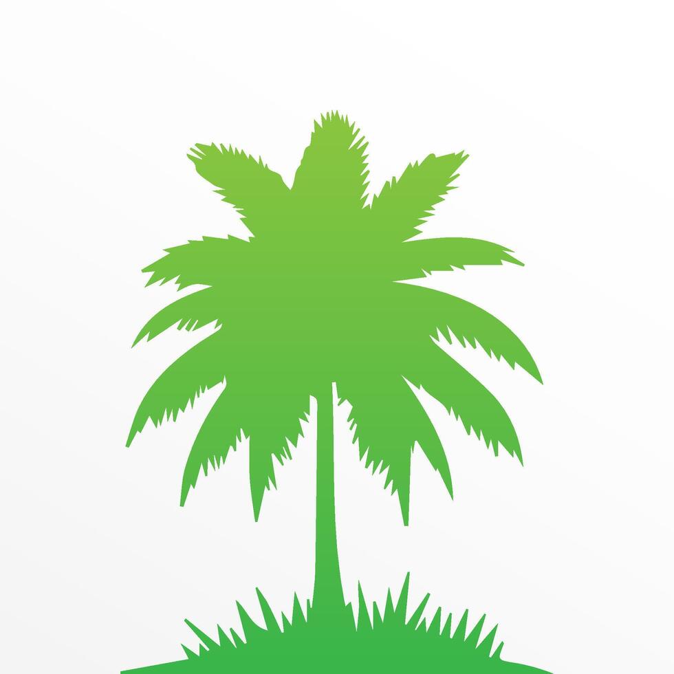 Green palm tree isolated on white background. Palm silhouette vector