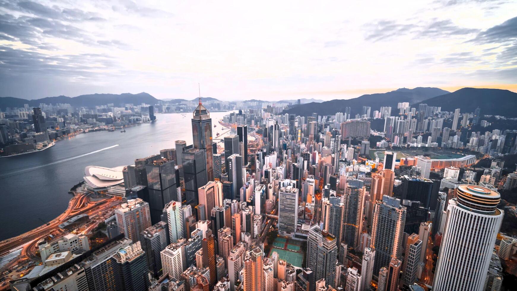 Beautiful view of city landmark architecture, sky scrapers and building photo