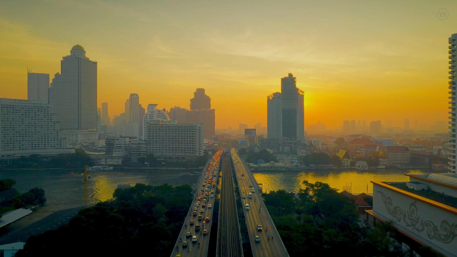 Beautiful view of city landmark architecture, sky scrapers and building photo