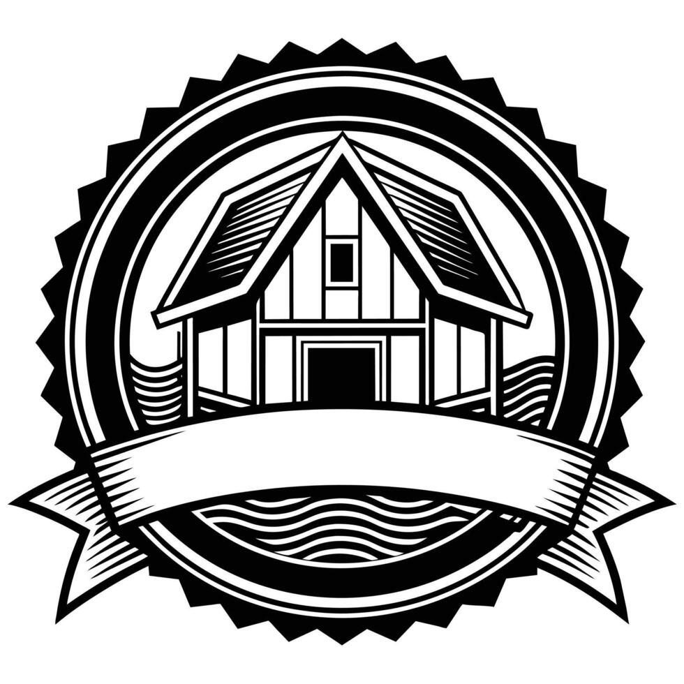 barn house emblem logo design template vector