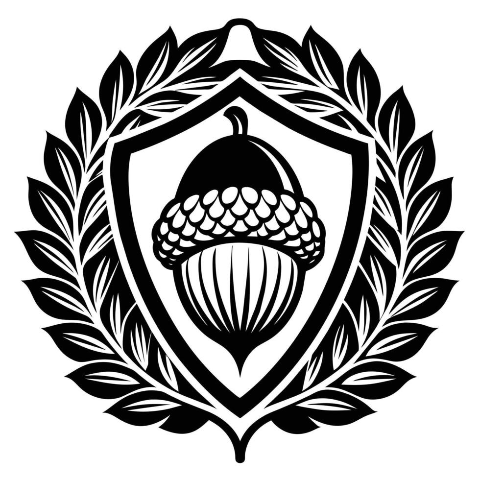 acorn or oak nut emblem logo vector