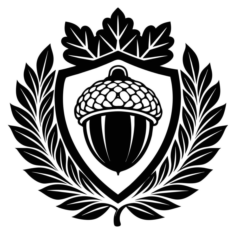 acorn or oak nut emblem logo vector