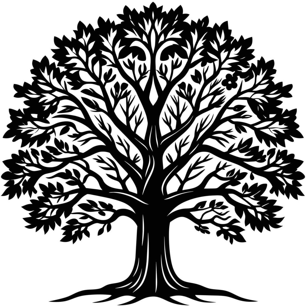 illustration of oak tree, banyan tree, maple tree, suatable for logo and etc vector