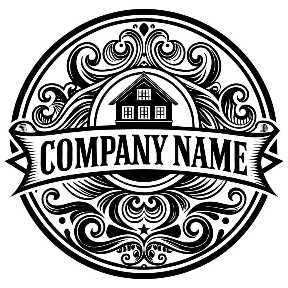 barn house emblem logo design template vector