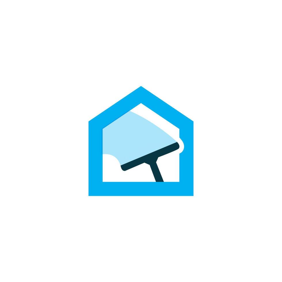 a blue house with a window and a broom vector