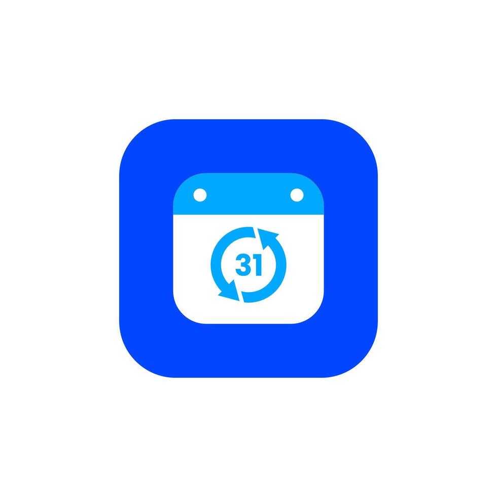 a blue and white icon with a calendar on it vector