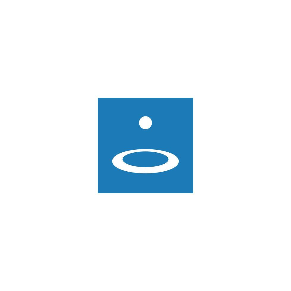 a blue square with a circle in the middle vector