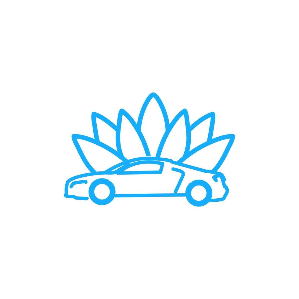 a blue car with a lotus flower on it vector